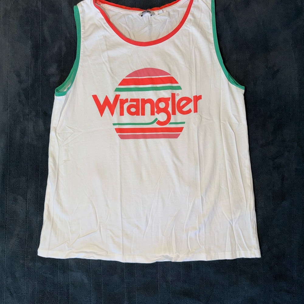 Wrangler Women’s White Tank Top with Red and Green Accents